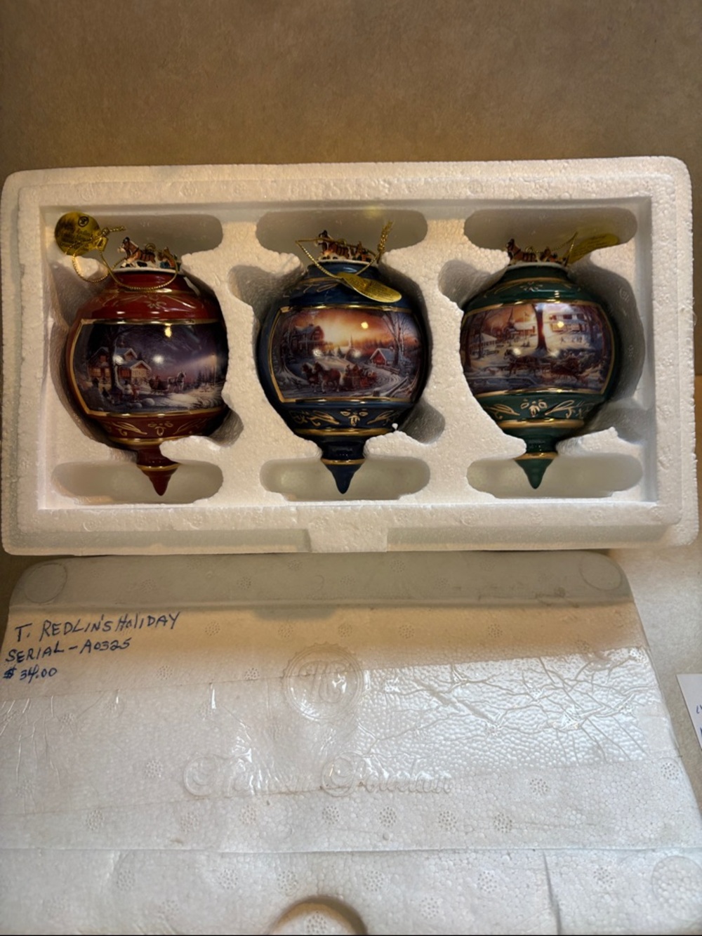 Terry Redlin “Racing Home”Christmas Ornaments Holiday Memories Heirloom 1999 VTG